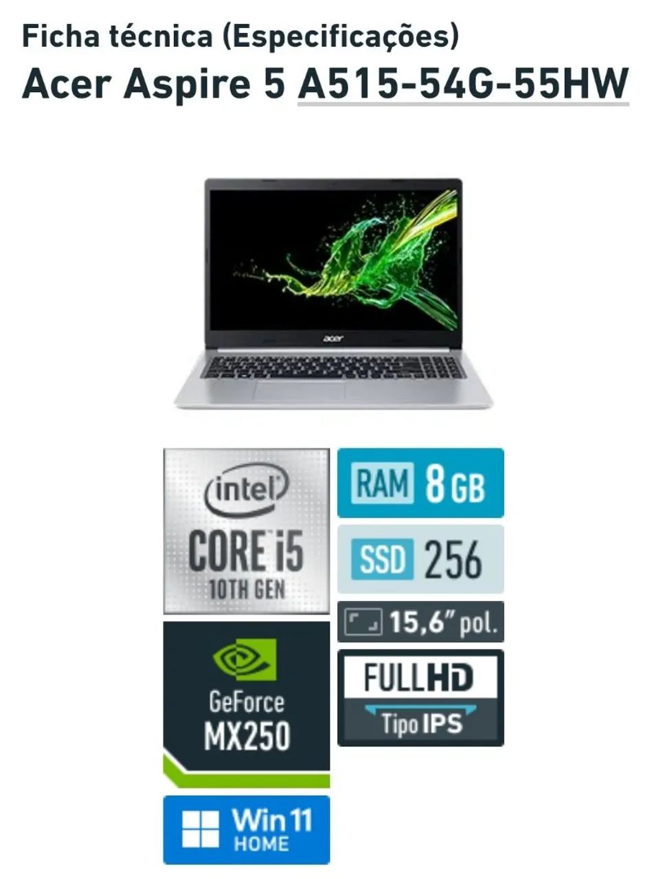 Notebook  Acer Aspire 5 A515-54G-55HW - Foto 5
