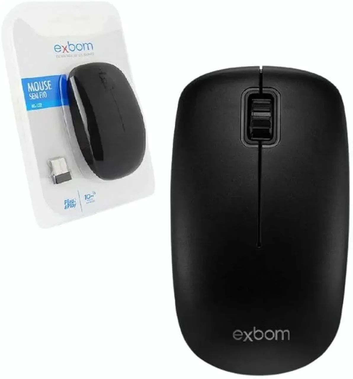 Mouse Sem Fio Exbom Preto a Pilhas