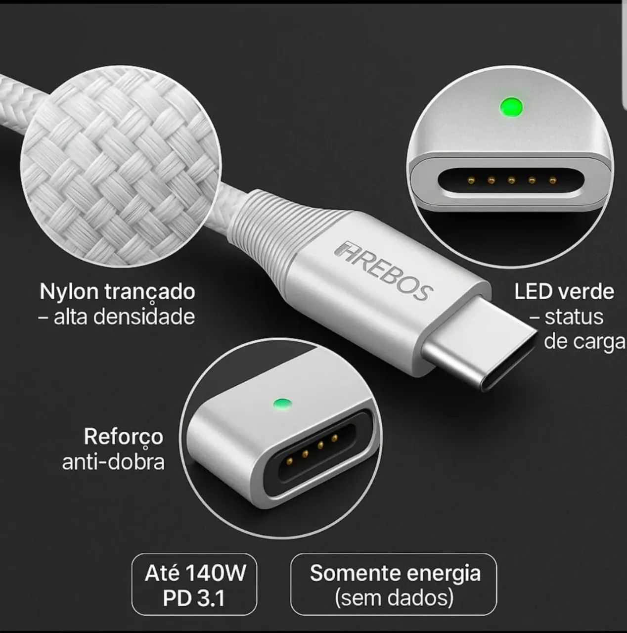 Cabo carregador para  Macbook Magsafe 3 - Foto 2