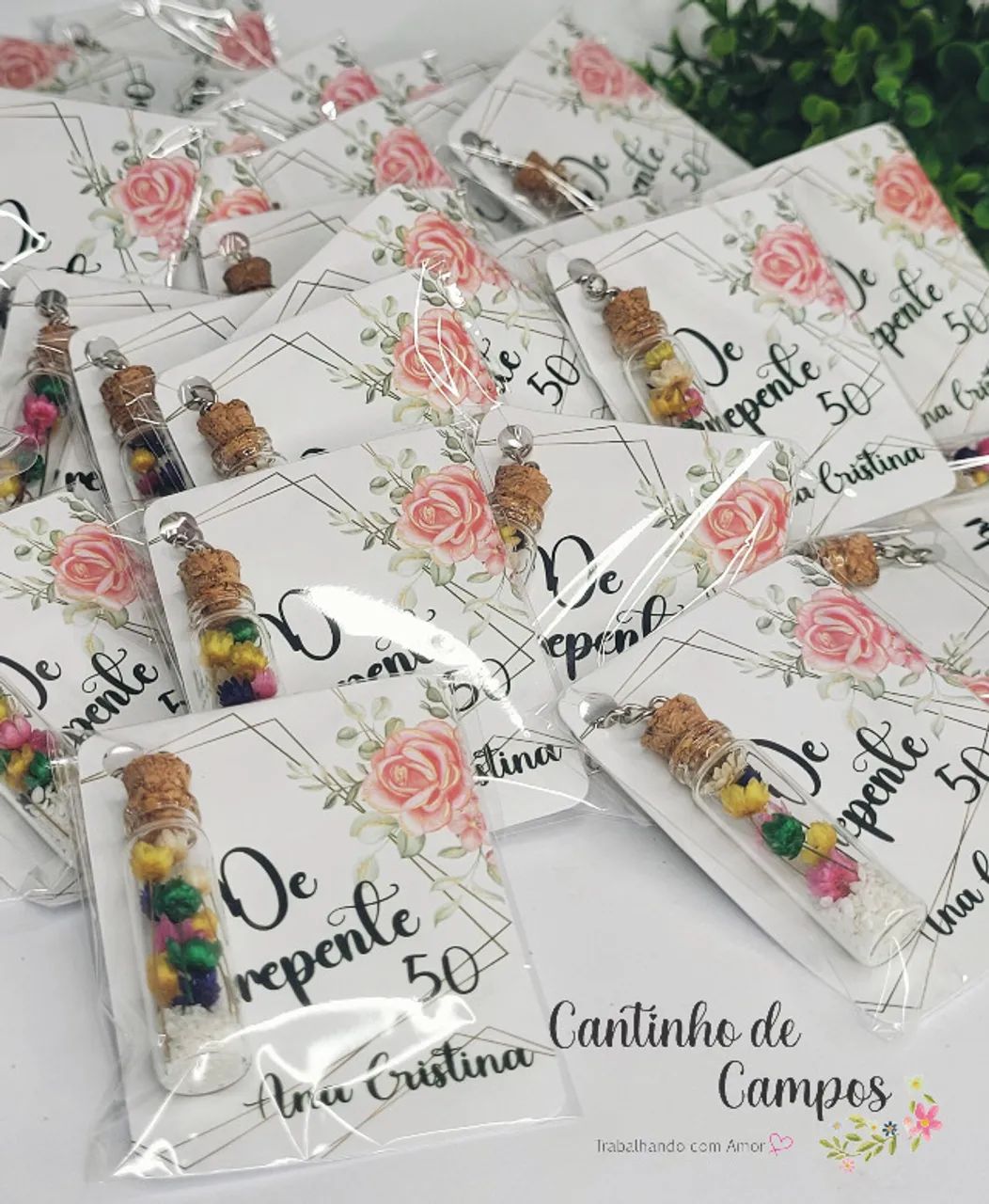 CHAVEIRO GARRAFA DE FLORES SEMPRE-VIVAS - Foto 2