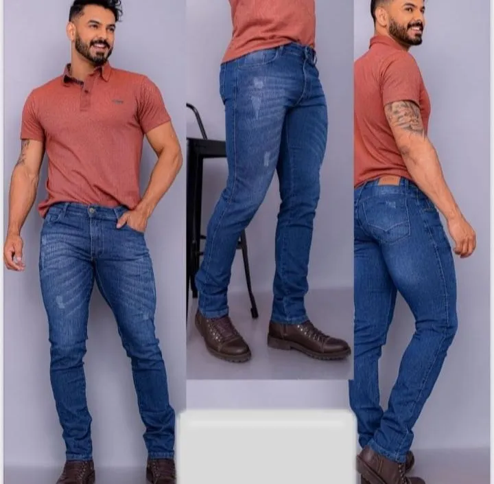 Calça Jeans Masculina Azul com Rasgos - Conforto e Estilo