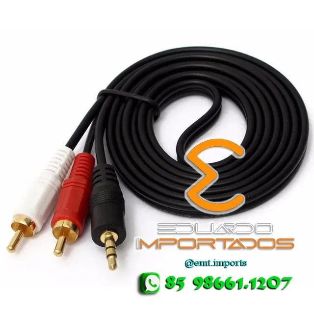 Cabo Auxiliar P2 x 2 RCA Macho Estéreo 1,5m