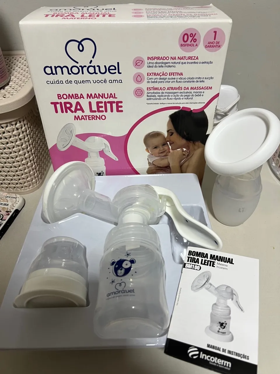 Bomba Manual Tira Leite Amorável e coletor lillo