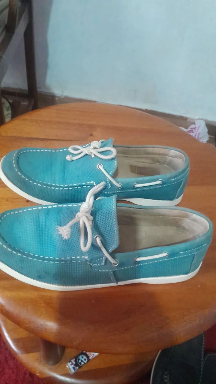 Sapatos  de Couro Azul - Foto 5