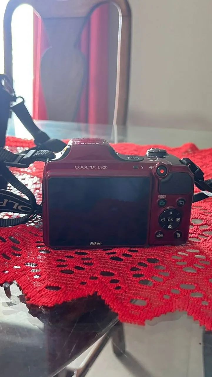 Câmera Nikon Coolpix L820 Vermelha - Completa c/ NF - Câmeras e