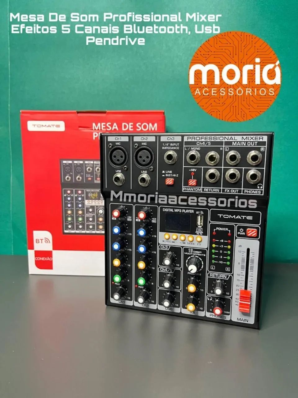 Mesa De Som Profissional Mixer Efeitos 5 Canais Bluetooth, Usb Pendrive - Foto 3