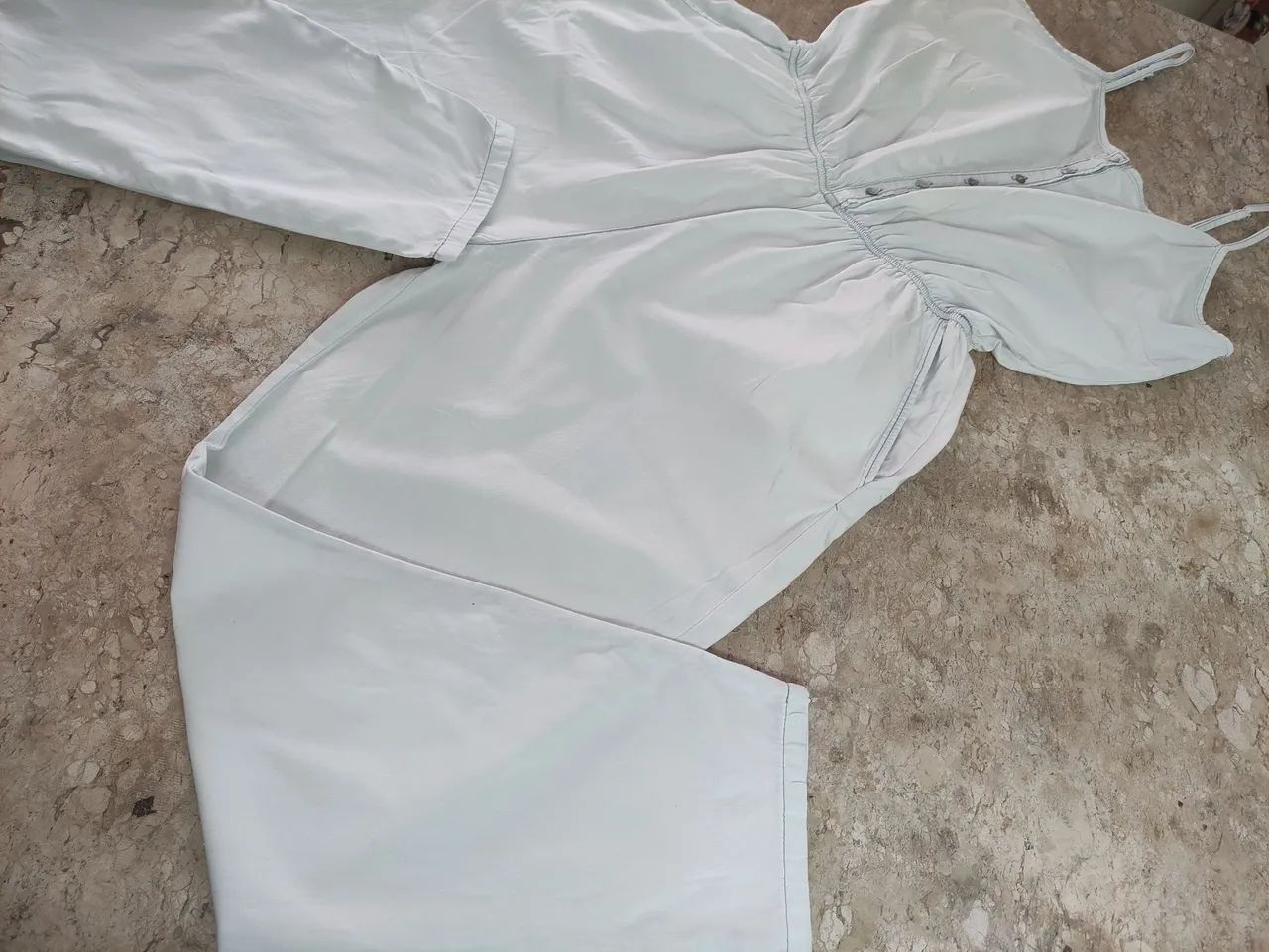 Macacão alça jeans claro G
