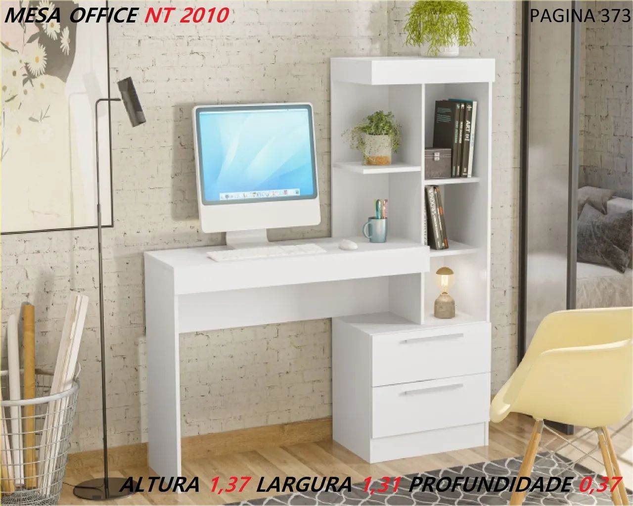 Escrivaninha Office NT 2010 with Integrated Bookshelf