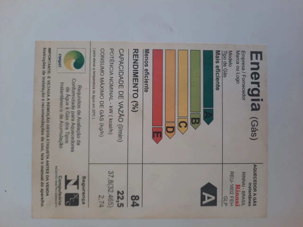 Aquecedor de água a gás Rinnai REU-1602 FEH GLP - Foto 2