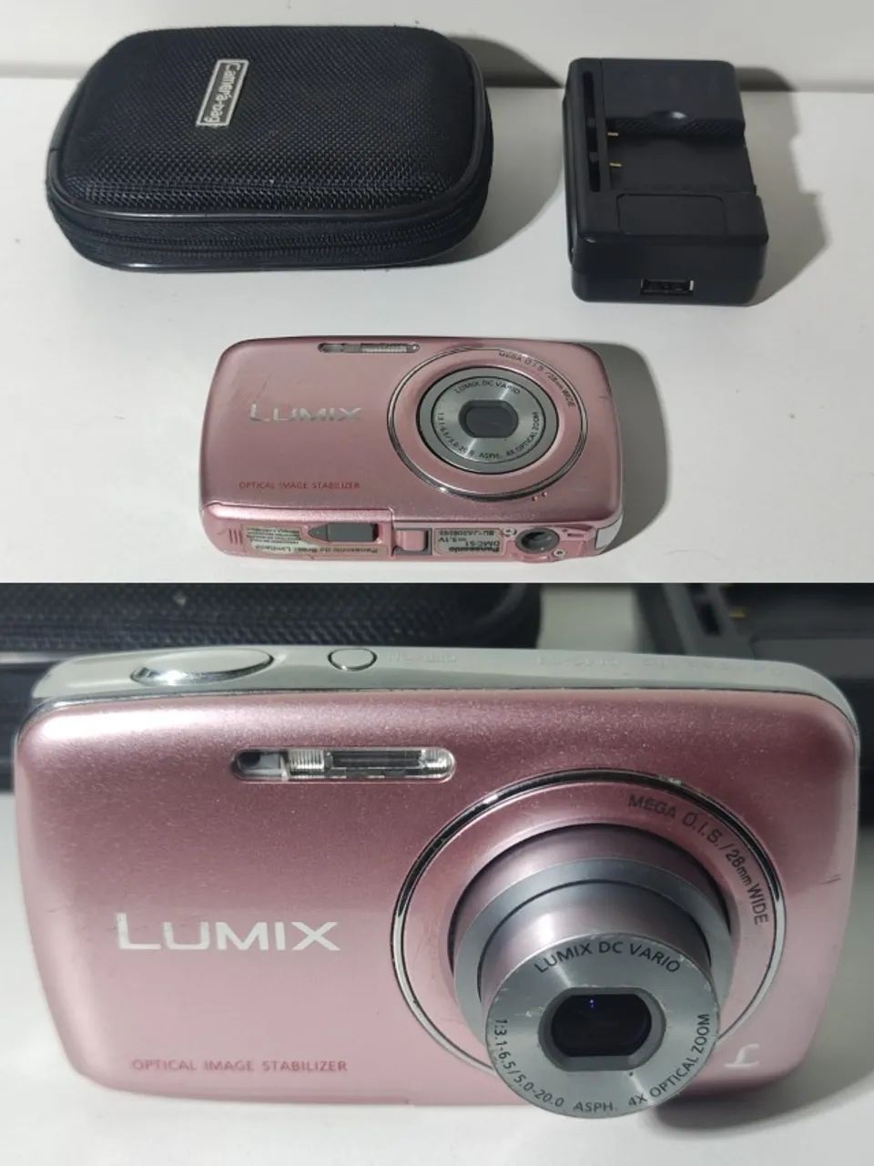 Câmera Digital Lumix DMC-S1 12.1MP 5x Rosa com Acessórios e Brinde