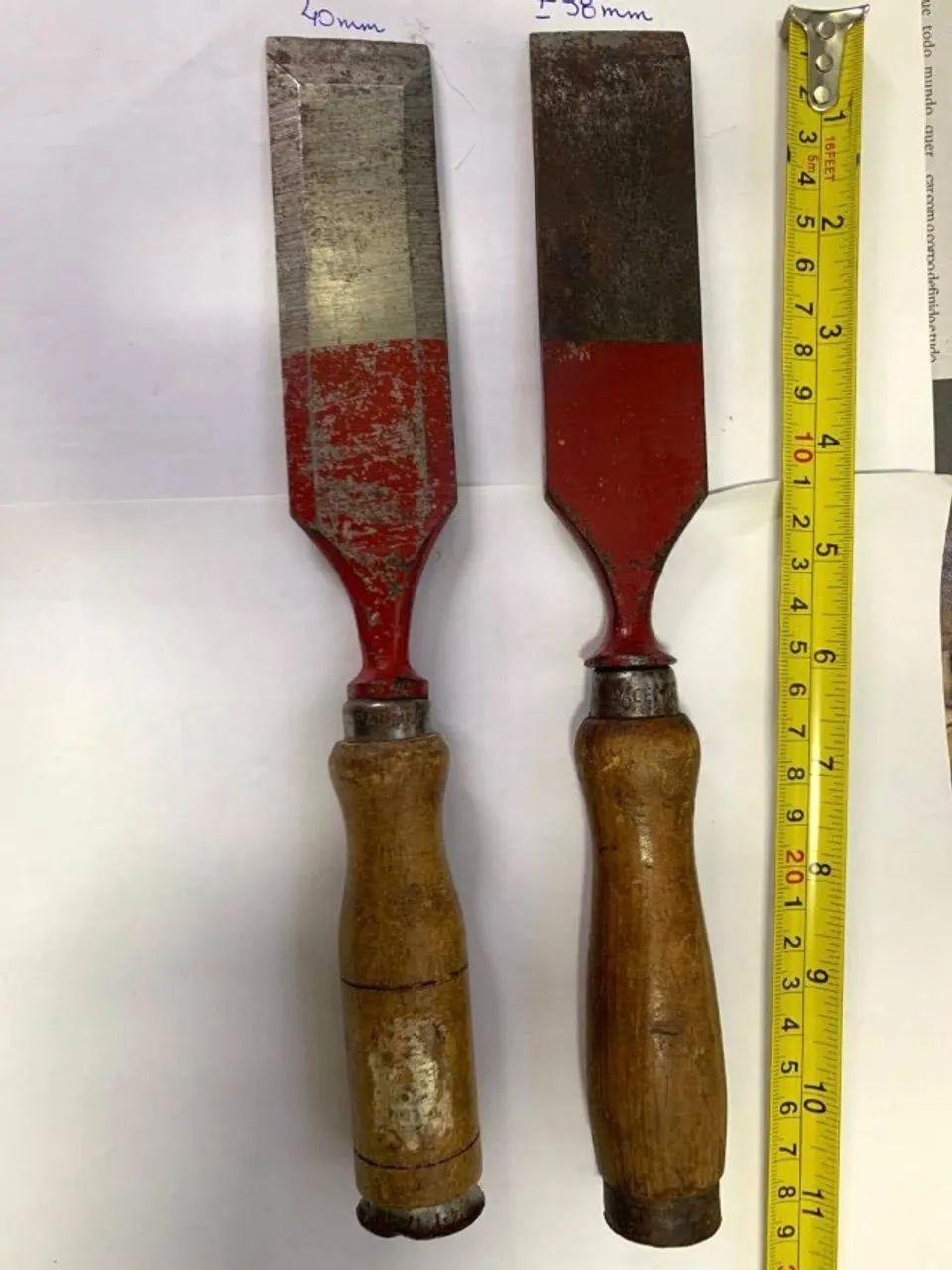 Par de Formões Antigos Pacetta 38 e 40mm Marcenaria