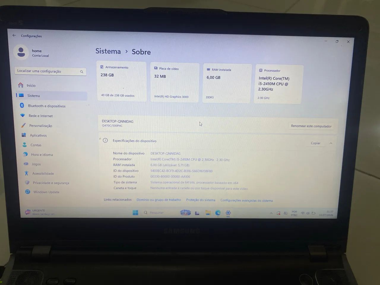 Promoção Notebook Samsung