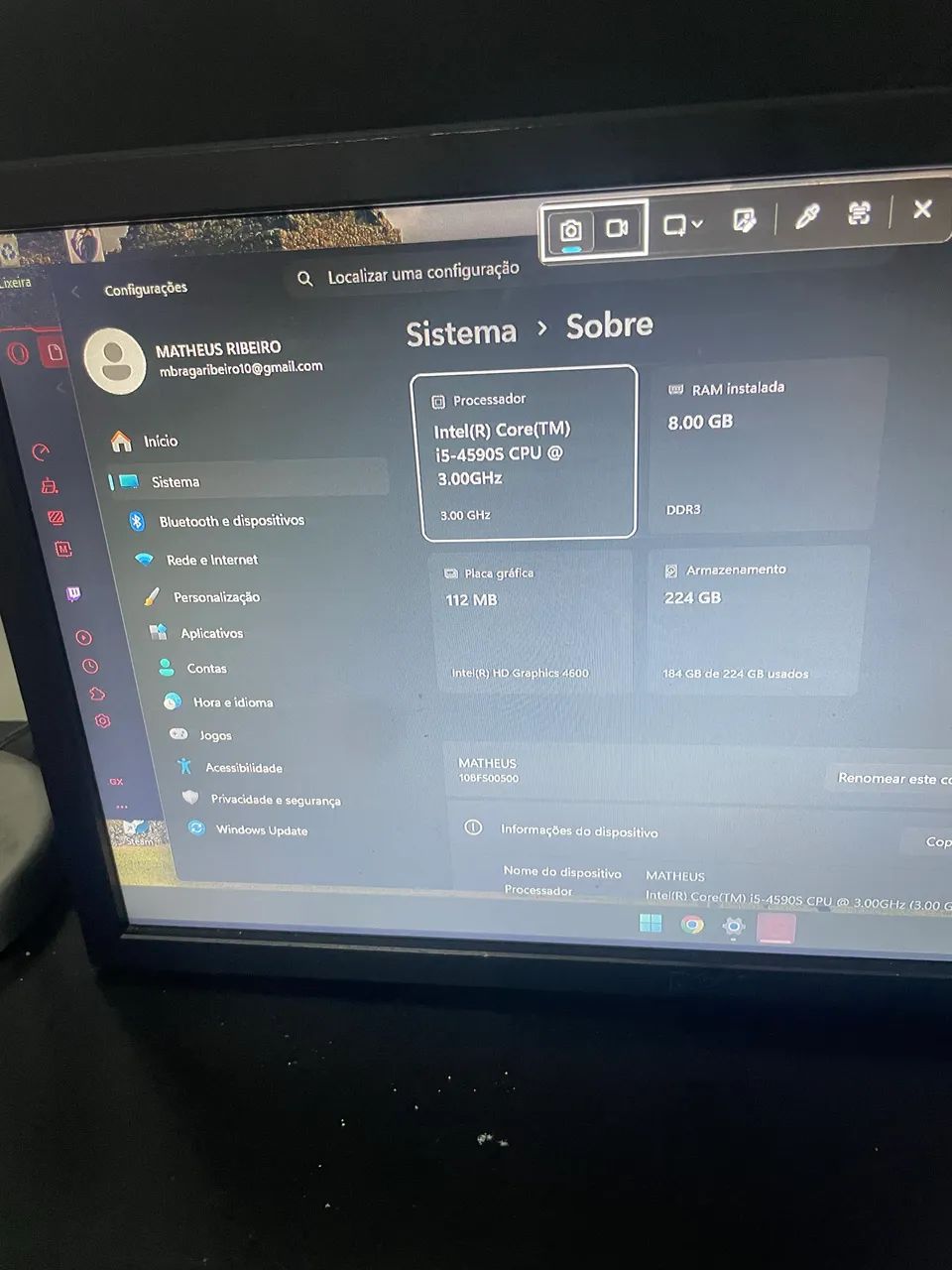 PC - WIN 11 - I5 - 8GB COMPLETO