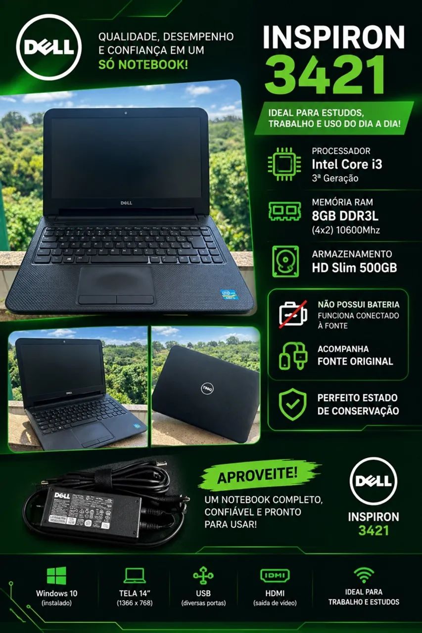 Dell Inspiron Intel Core i3 8GB HD 500GB 