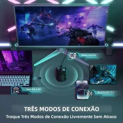Mouse Gamer Sem Fio 2.4g Attack Shark Branco - Foto 3