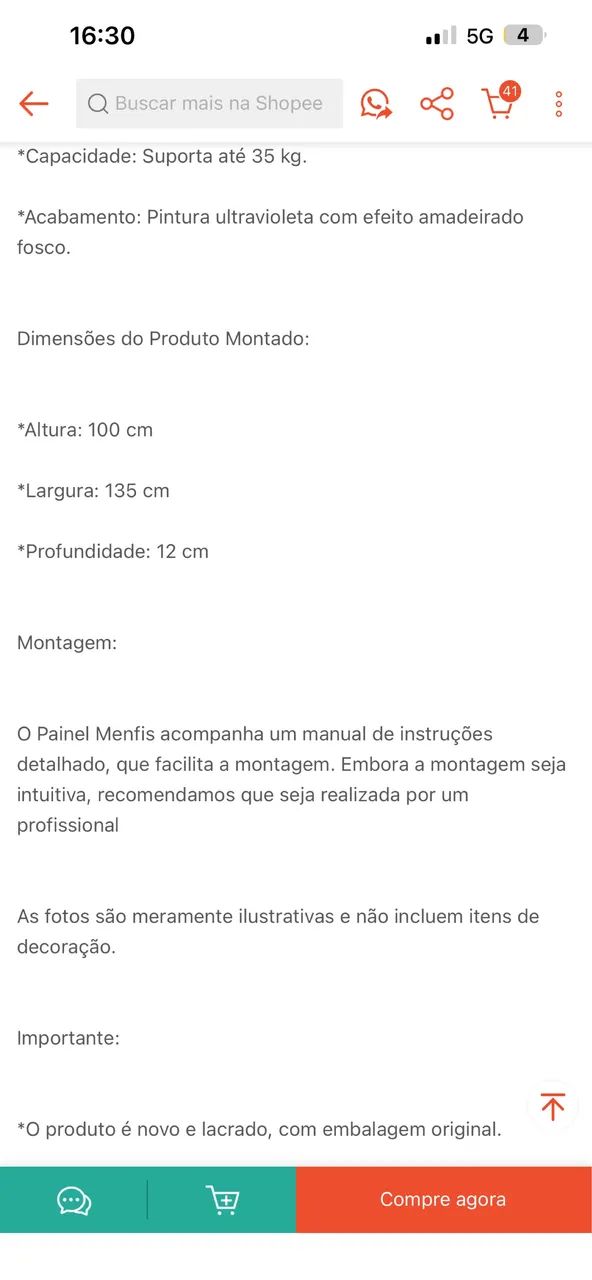 Painel de TV para até 50 polegadas Off white com ripado marrom - Foto 2