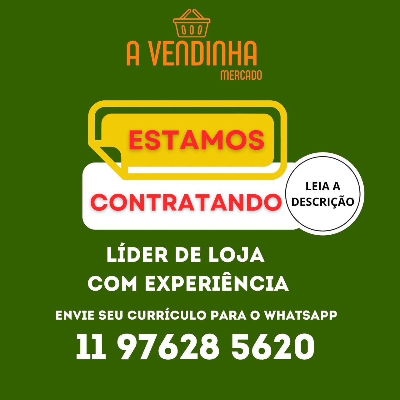 Líder de loja COM EXPERIÊNCIA - PINHEIROS