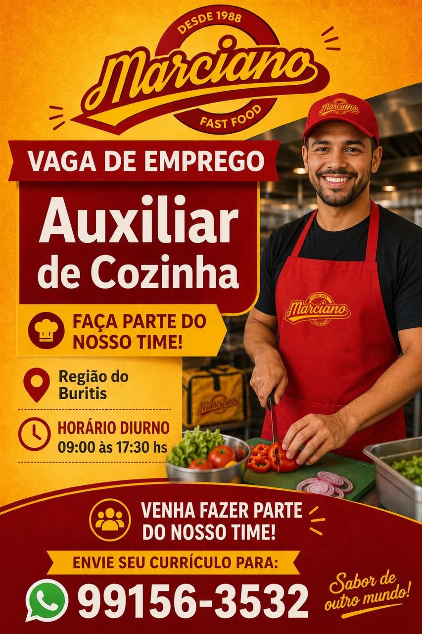 Vaga de Auxiliar de Cozinha (com ou sem experiência)