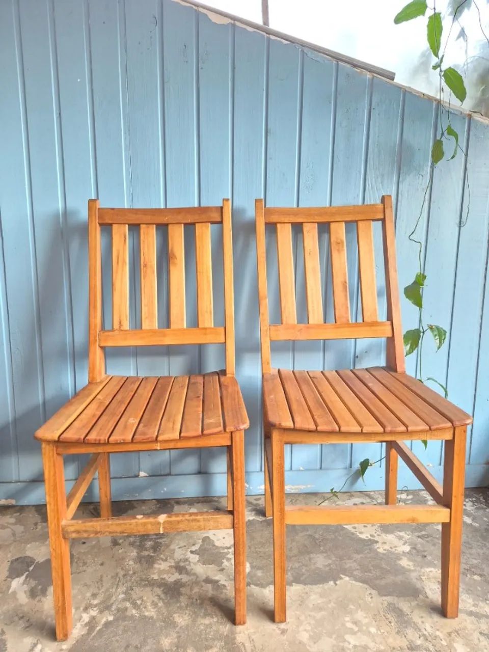 Dupla de Cadeiras de Madeira Maciça