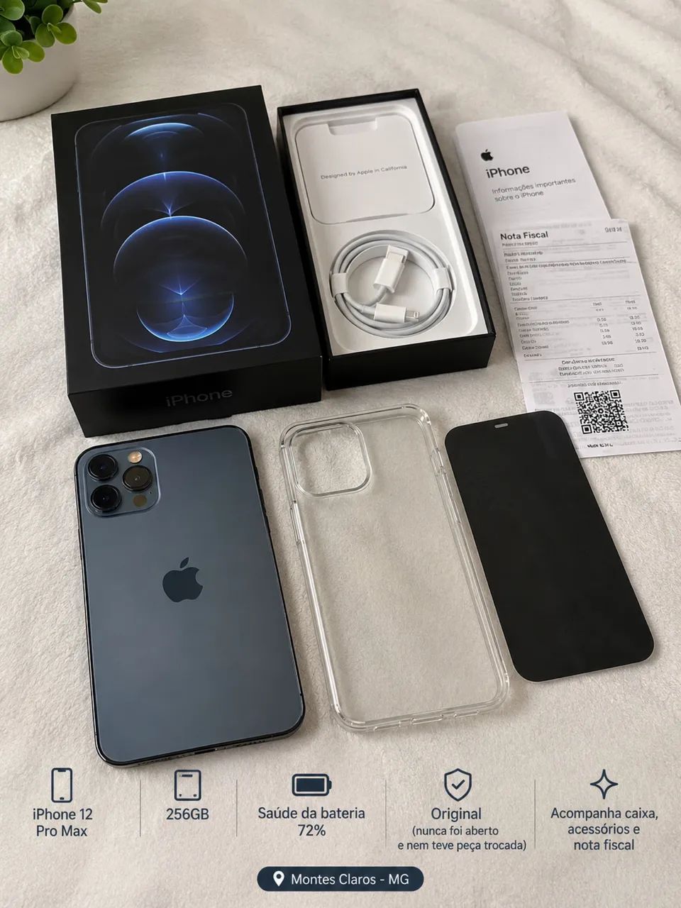 iPhone 12 Pro Max 256GB - Impecável - Original - Caixa + Nota