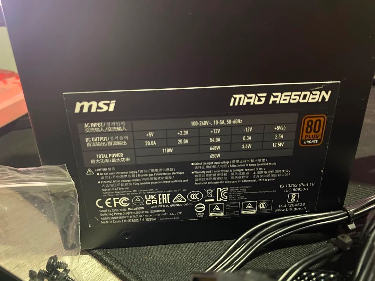 Fonte de Alimentação MSI 650w 80 plus bronze - Foto 2