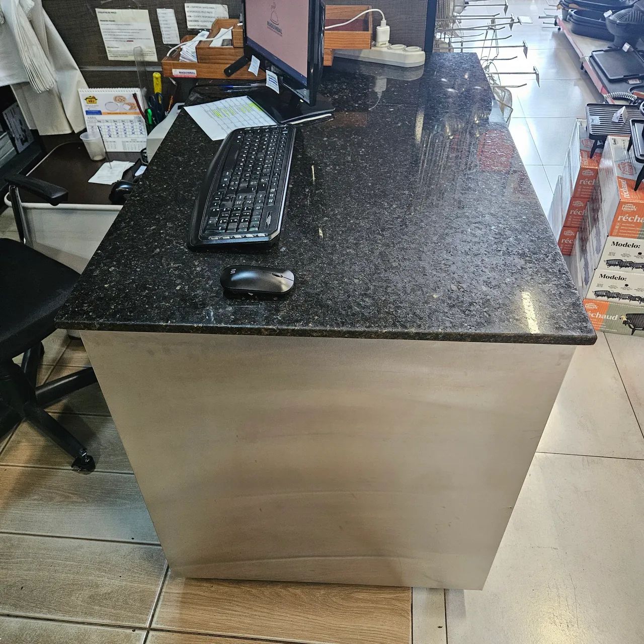 Balcão atendimento Buffet aparador MDF Inox e Granito - Foto 2