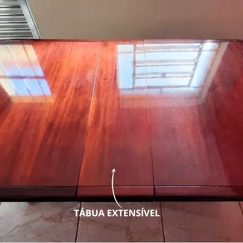 Mesa Retangular Jantar Extensível Cor Mogno 8 Lugares 76CMx2,06Mx1,14M (Pequenos Defeitos) - Foto 2
