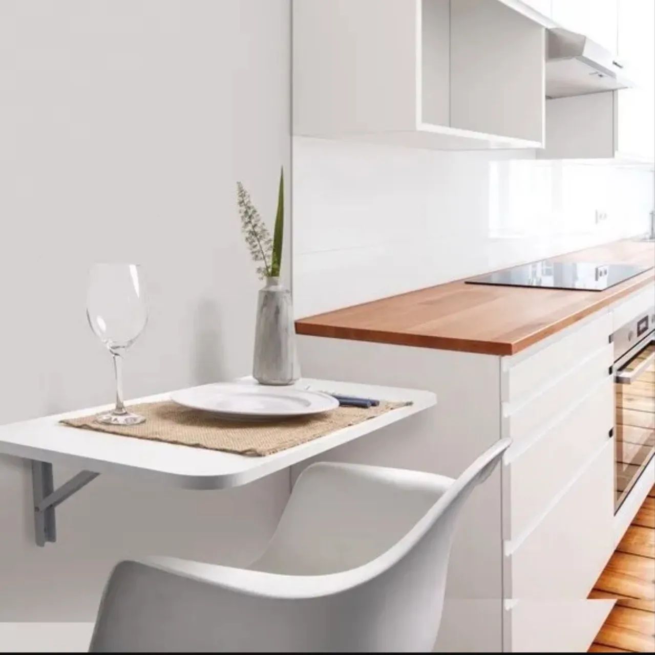 Mesa dobrável de parede branca MDF - Foto 5