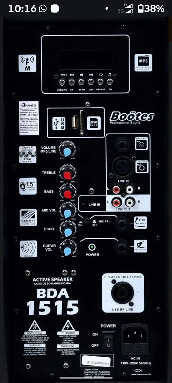 Vendo Caixa de som Ativa Bootes 15'' - Foto 2