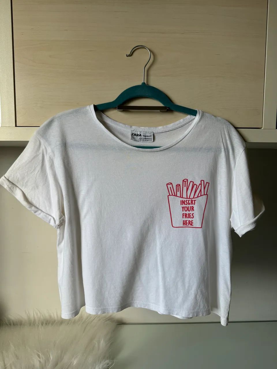 t-shirt cropped zara branca