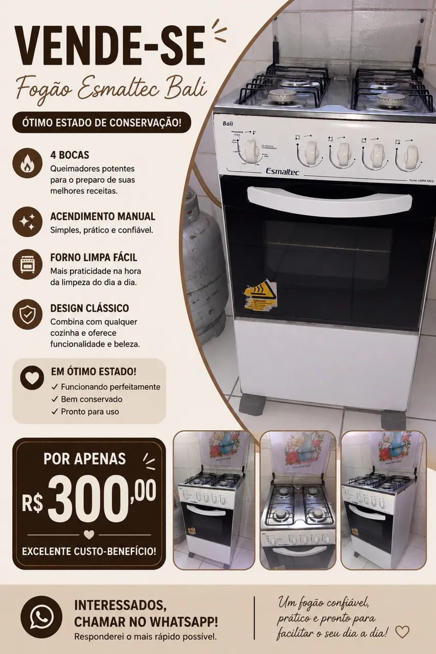 Fogão 4 bocas Esmaltec 