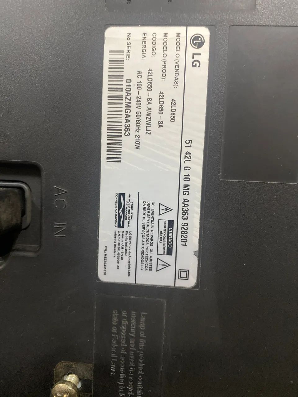Tv LG 42 ?  modelo 42LD650