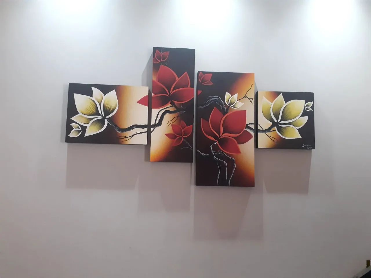 Quadros decorativos pintados há mão em tecido  - Foto 2