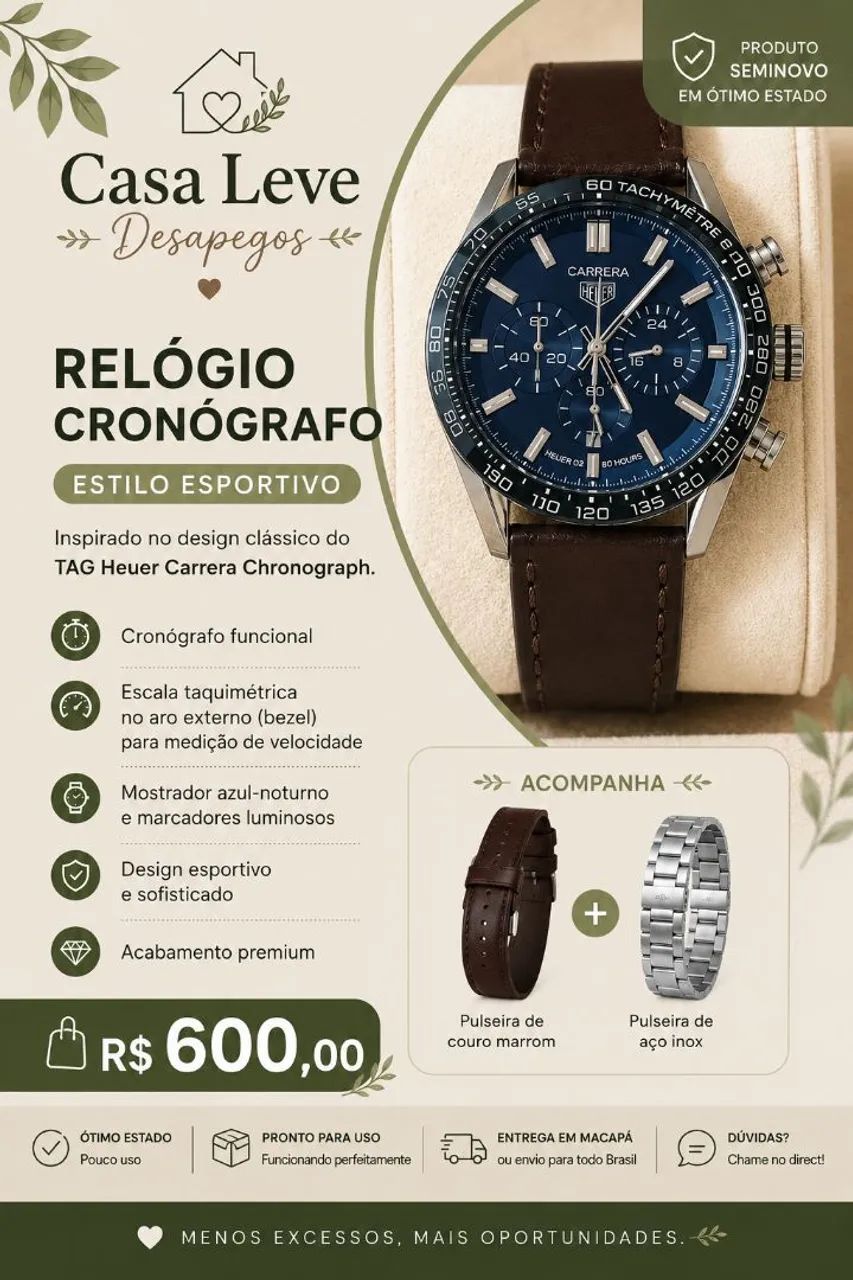? RELÓGIO CRONÓGRAFO ? R$ 600,00