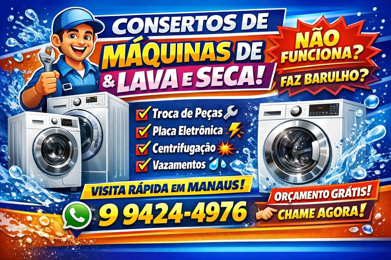 Consertos de máquinas de lavar e lava e seca