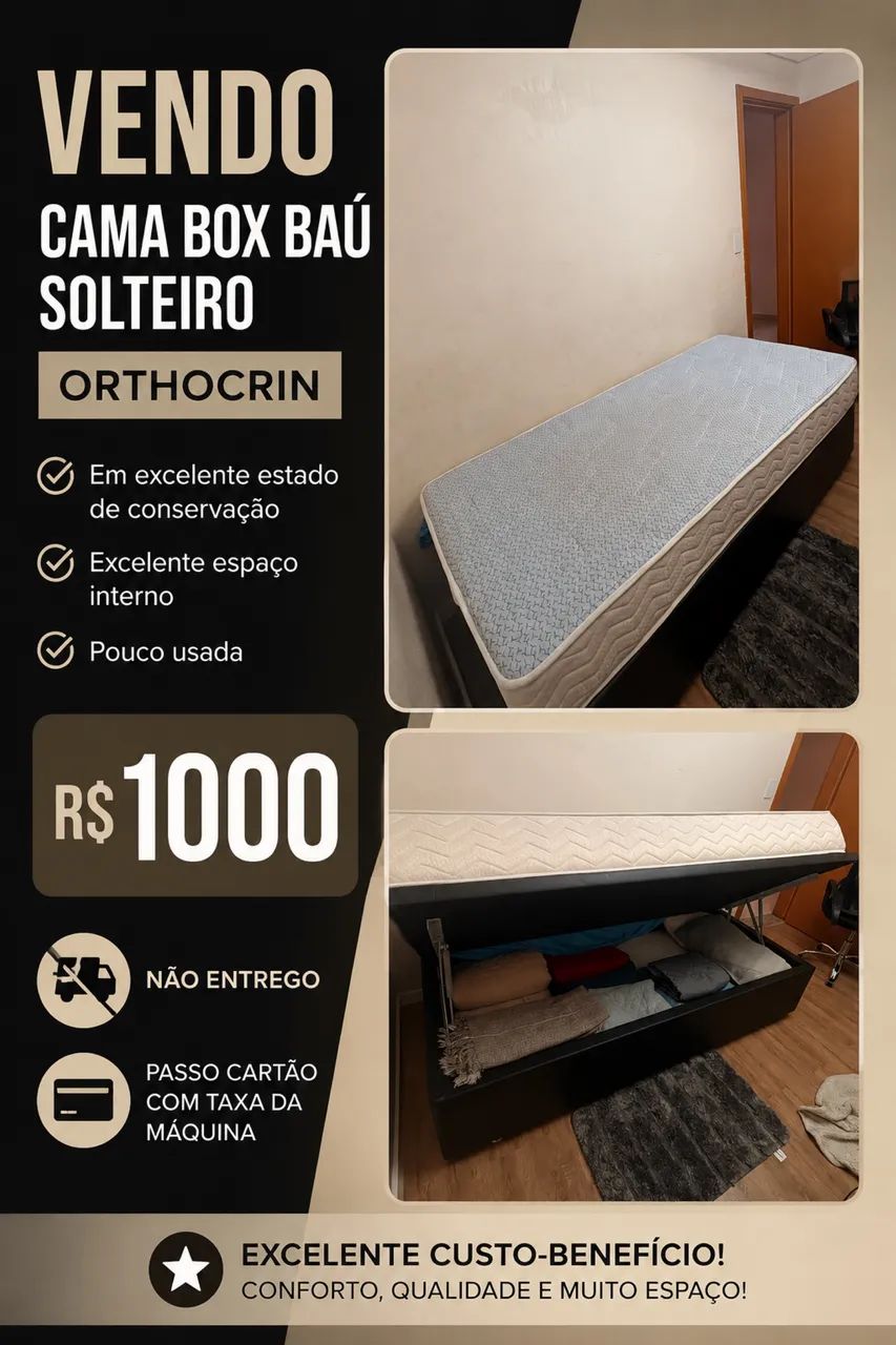Cama box baú solteiro