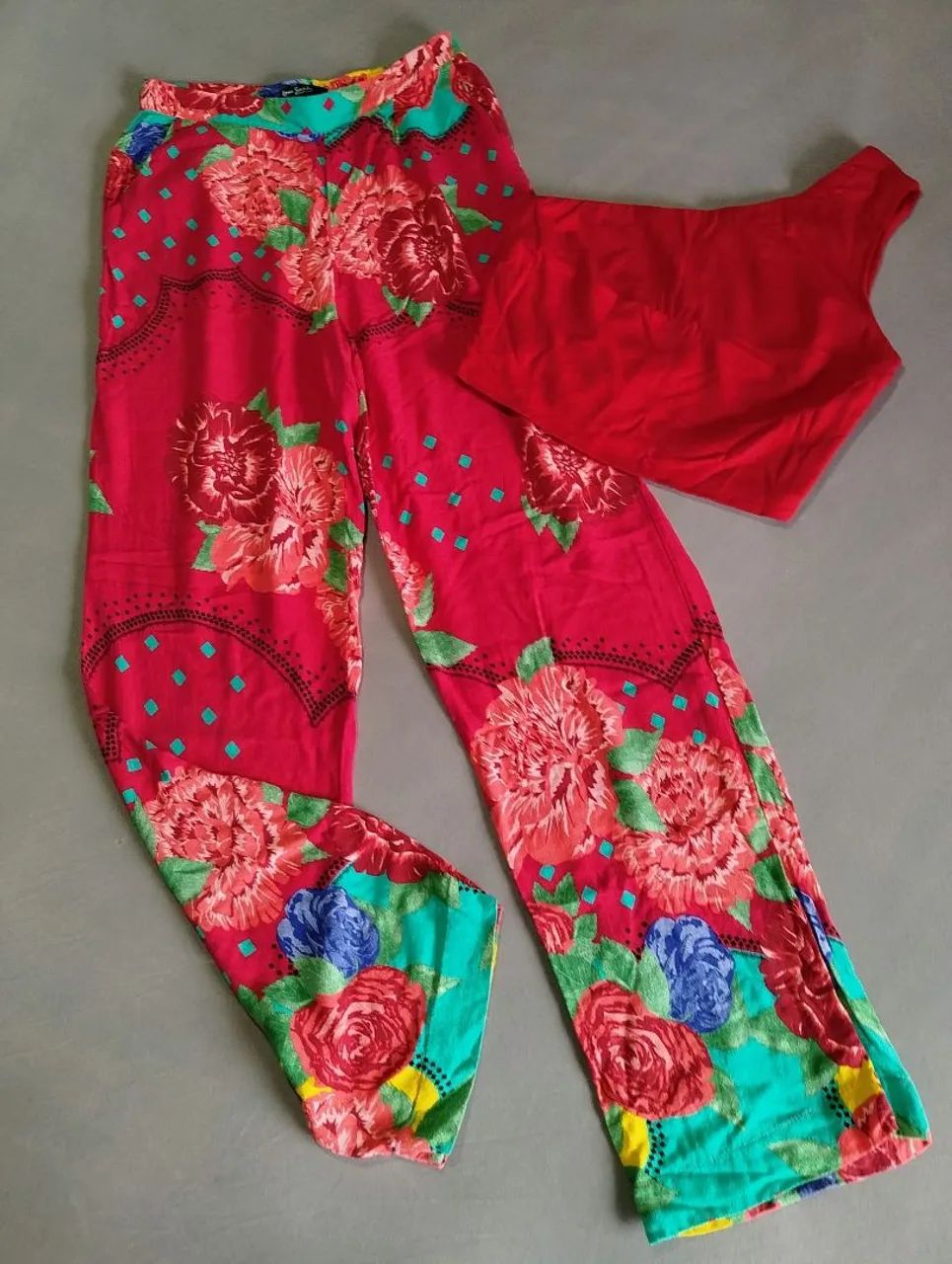 Conjunto linho cropped e calça - M 