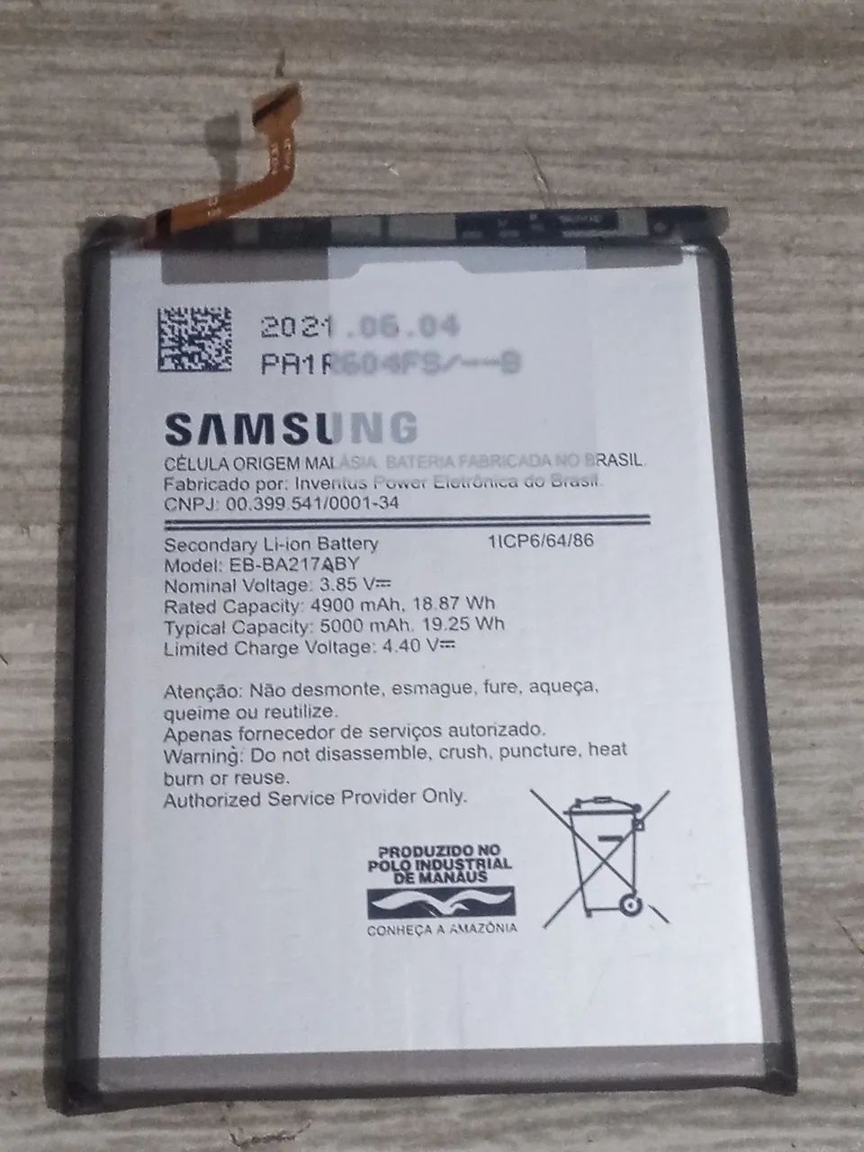 Bateria celular Samsung Galaxy A12 e A21s original EB-BA217ABY