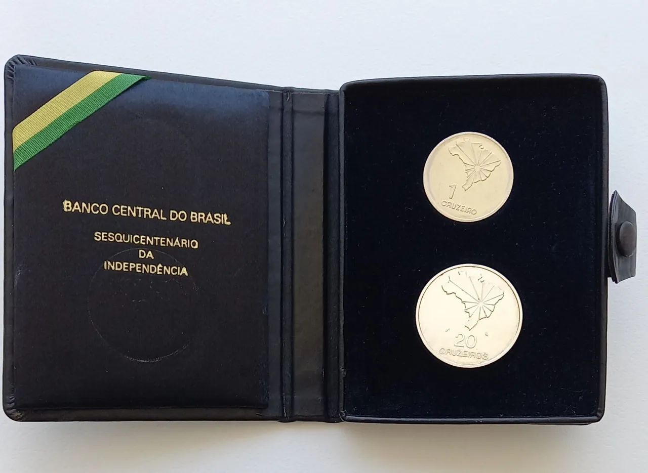 Moedas Sesquicentenario da Independência Estojo 20 Cruzeiros Prata