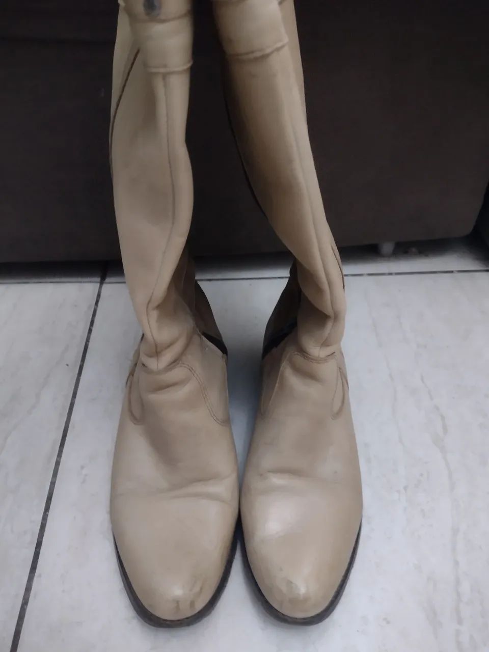 2 botas femininas de couro Barato 