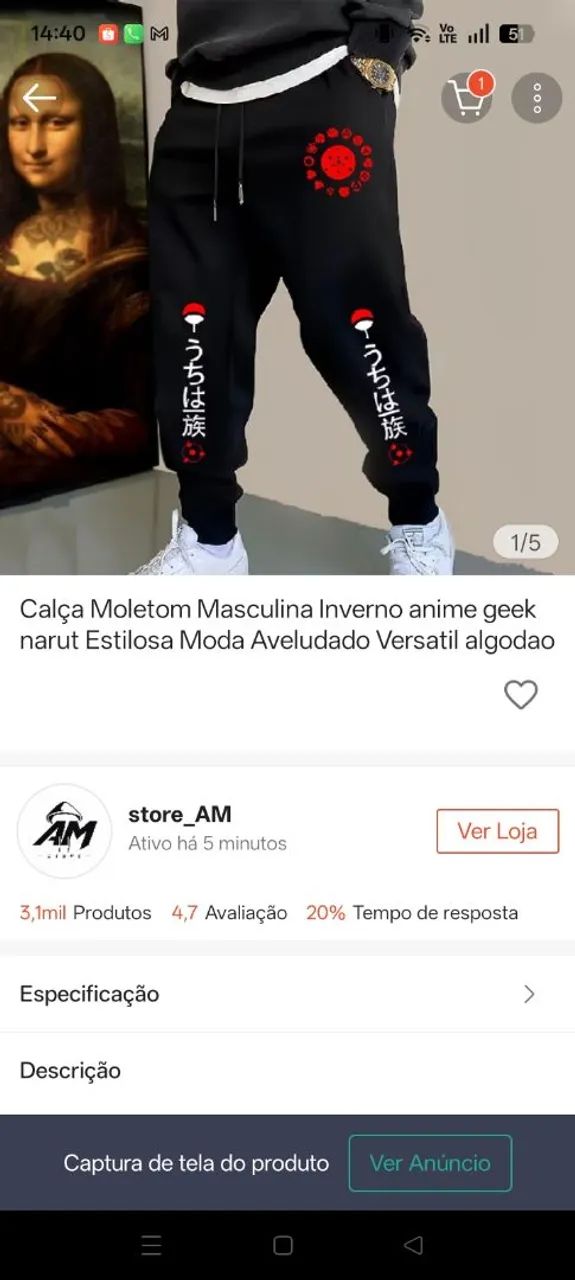 Calça anime Narut (G) - Foto 4