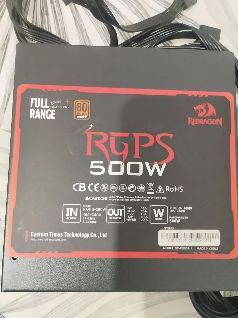 Fonte Redragon 500w 80 plus bronze 