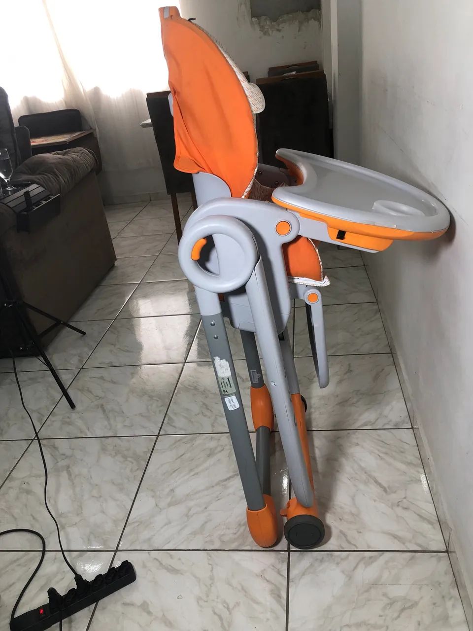 Cadeira De Alimentação Polly2Start Fancy Chicken Bras Chicco Laranja - Semi nova - Foto 4