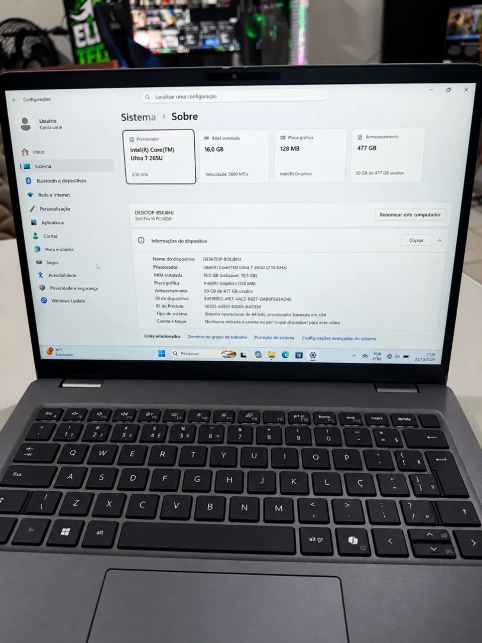 NOTEBOOK DELL PRO 14 ULTRA 7 512GB EM ESTADO DE ZERO!  - Foto 5
