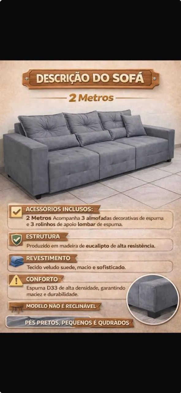 Sofá de 3 lugares já com frete  - Foto 3