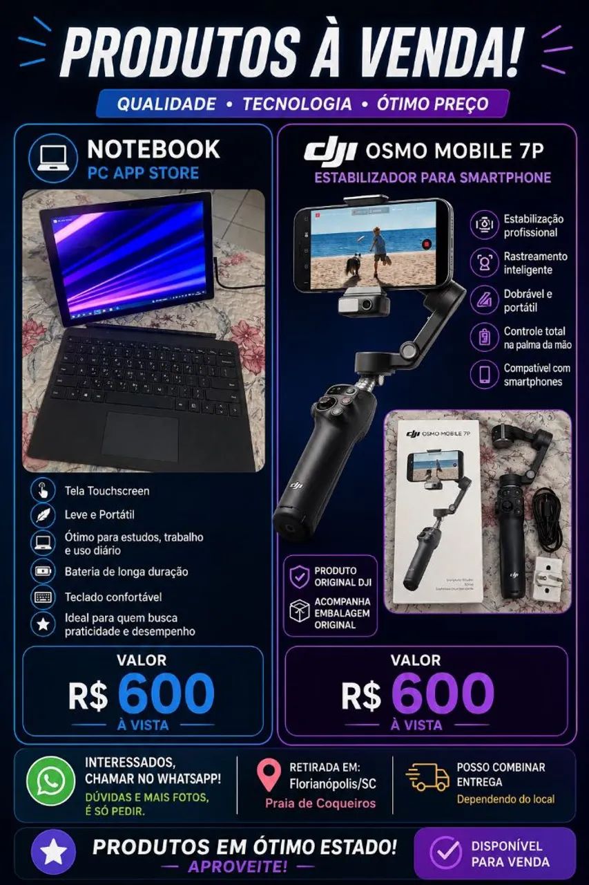Anúncio micro Surface e mais dji 