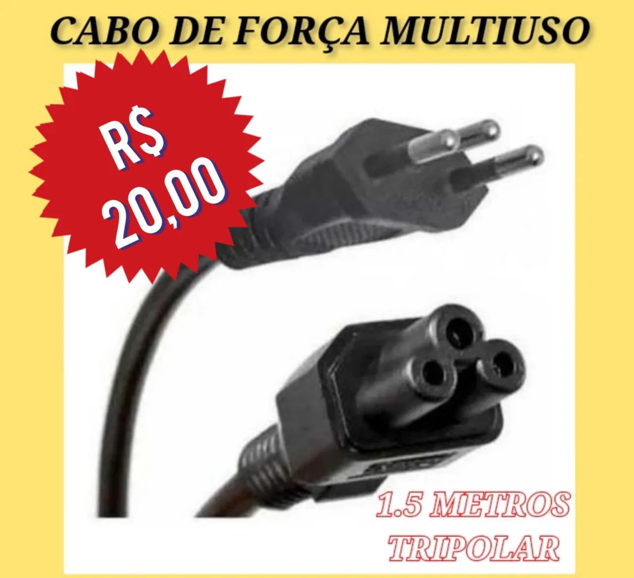 Cabo de Força Notebook 10A 1.5 Metros