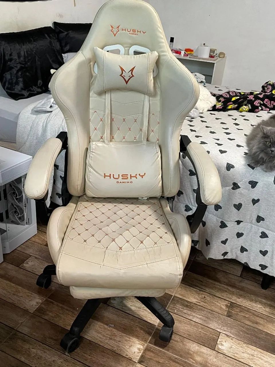 Cadeira Gamer Husky Gaming Branca/Rose Gold