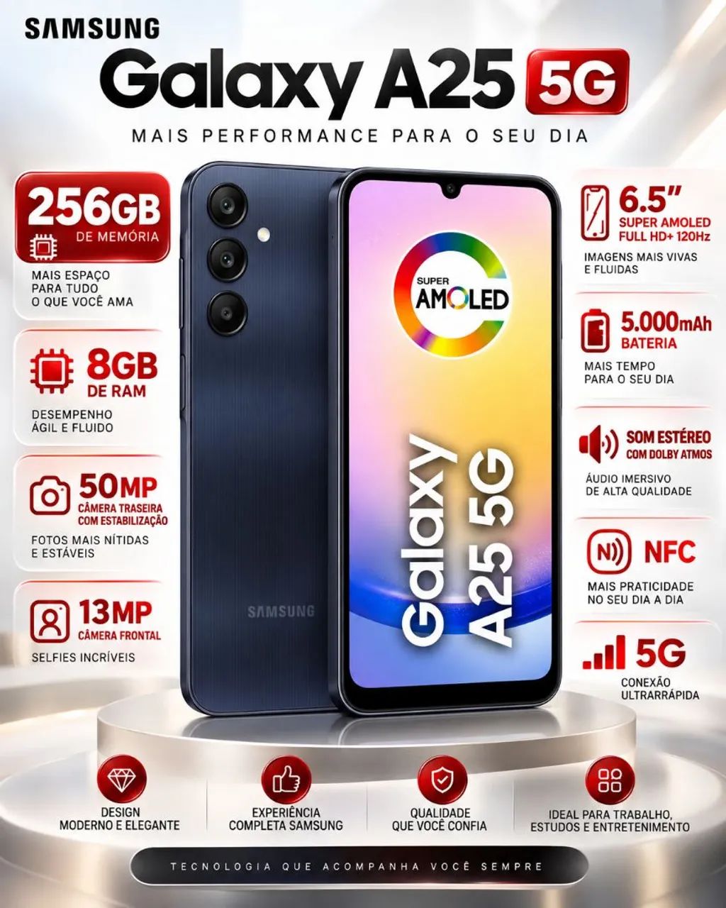 Samsung A25 5G de 256GB. Só venda. 