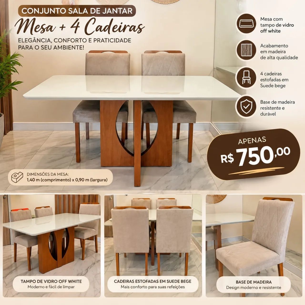 Mesa + 4 cadeiras